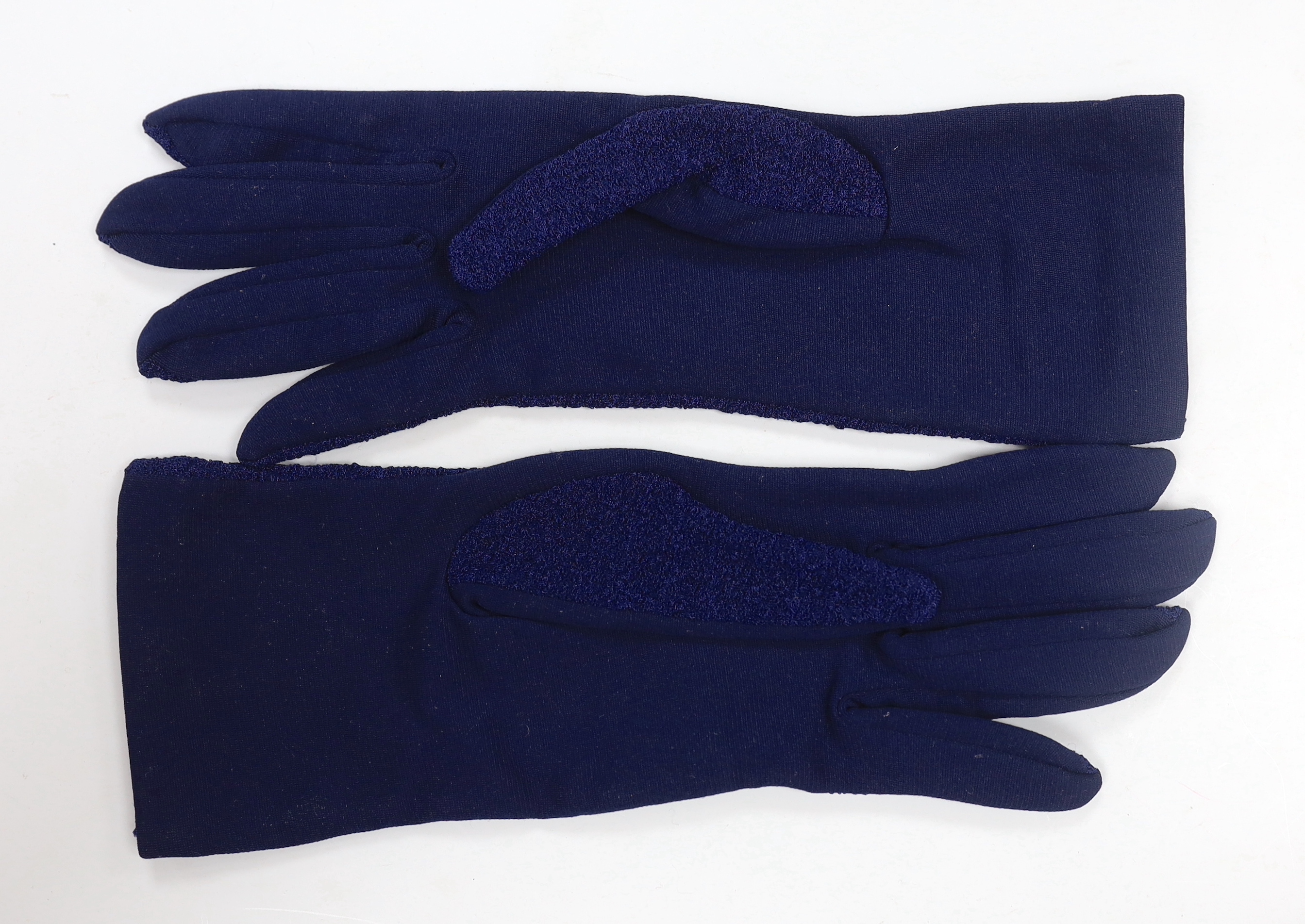 An evening purse, a shawl and pair of blue gloves